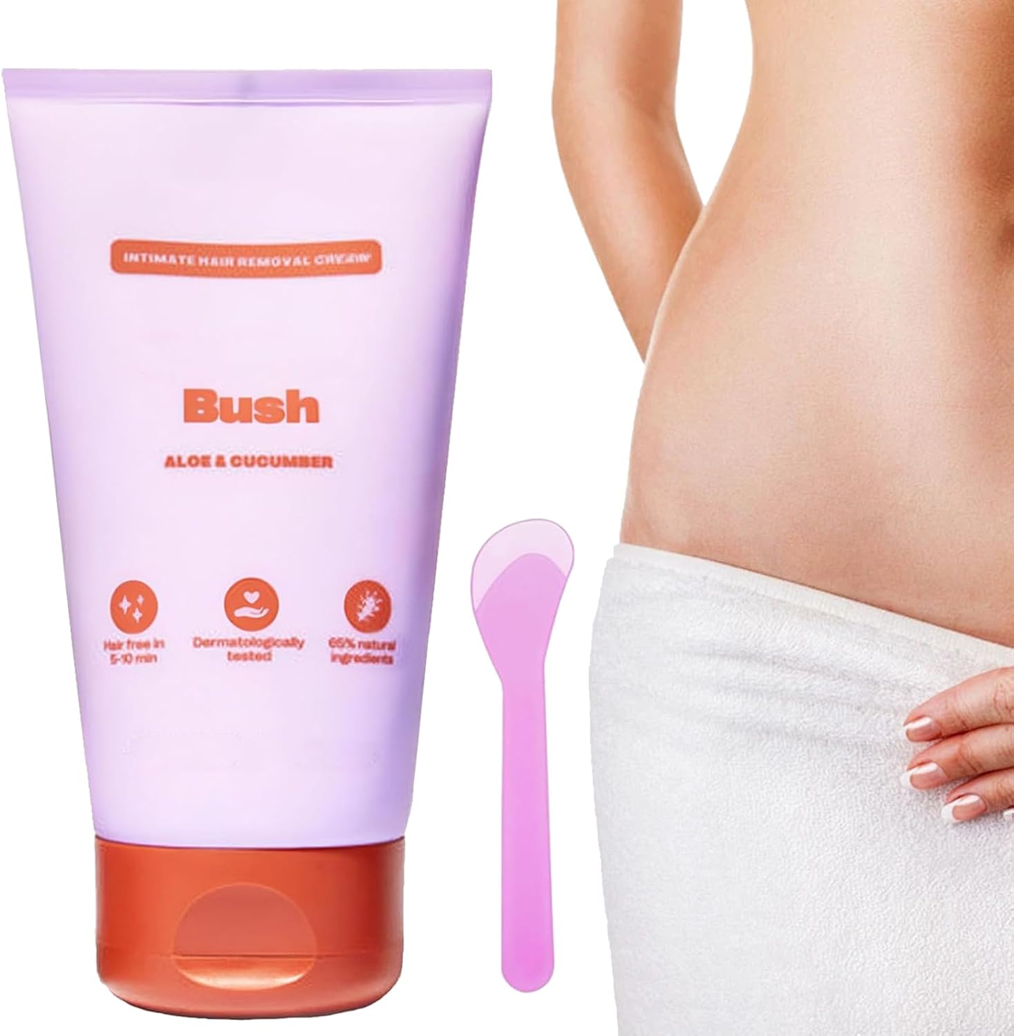Bye Bye Bush, 150ml Bye Bye Bush Hair Removal, Gentle FormulaIntimate Hair Removal Cream with Silicone Brush, for Cheeks Armpits Intimate Arms Legs