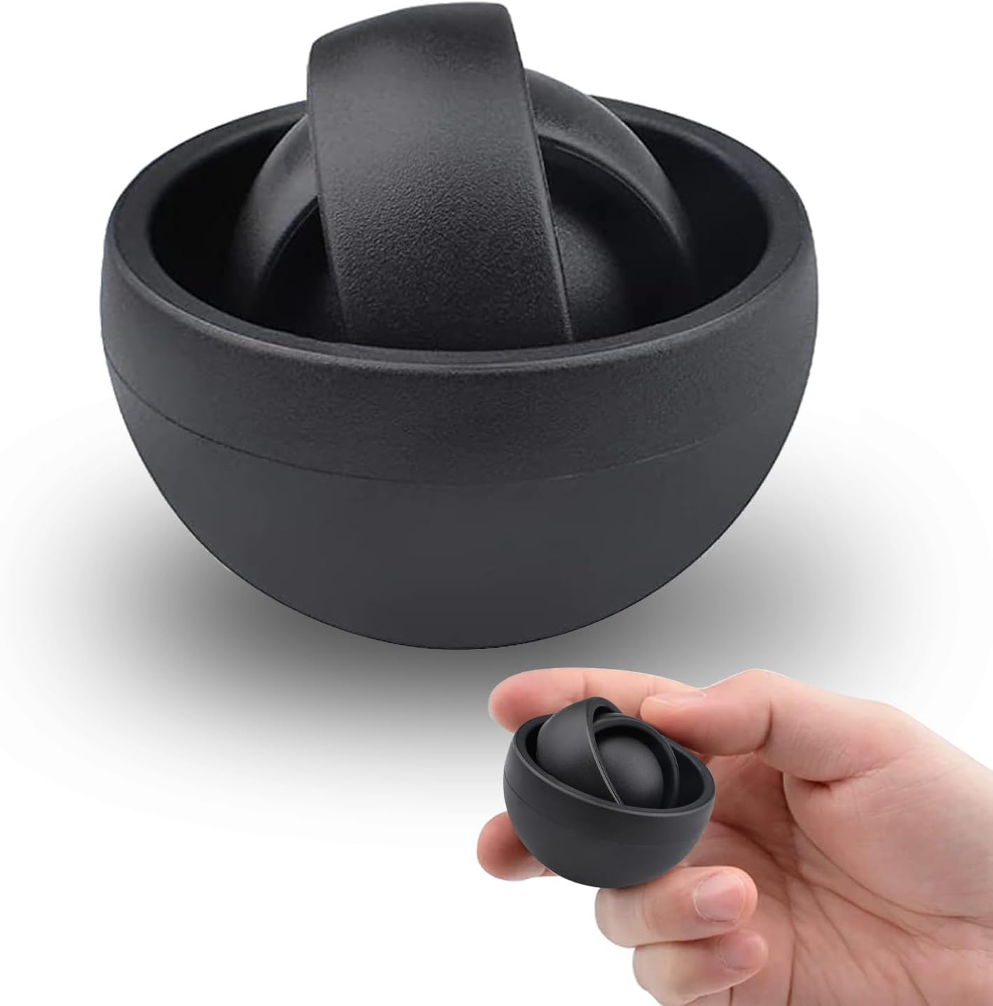 Steemjoey 3D Infinite Flip Fidget, Decompression Ball, Anxiety Relief and Fingertip Stress Relieving Sensory Toy for ADHD - Interactive for Kids and Adults - Black