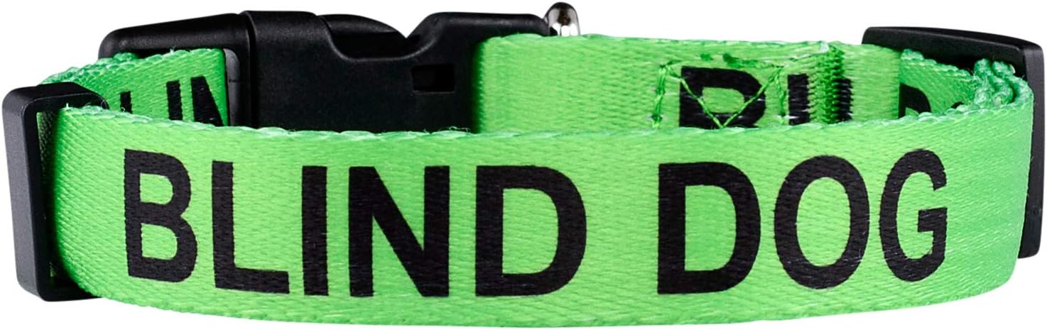Native Pup Blind Dog Collar- Limited Sight Alert - Eye Catching Vibrant Green Color - Durable Nylon (Medium)