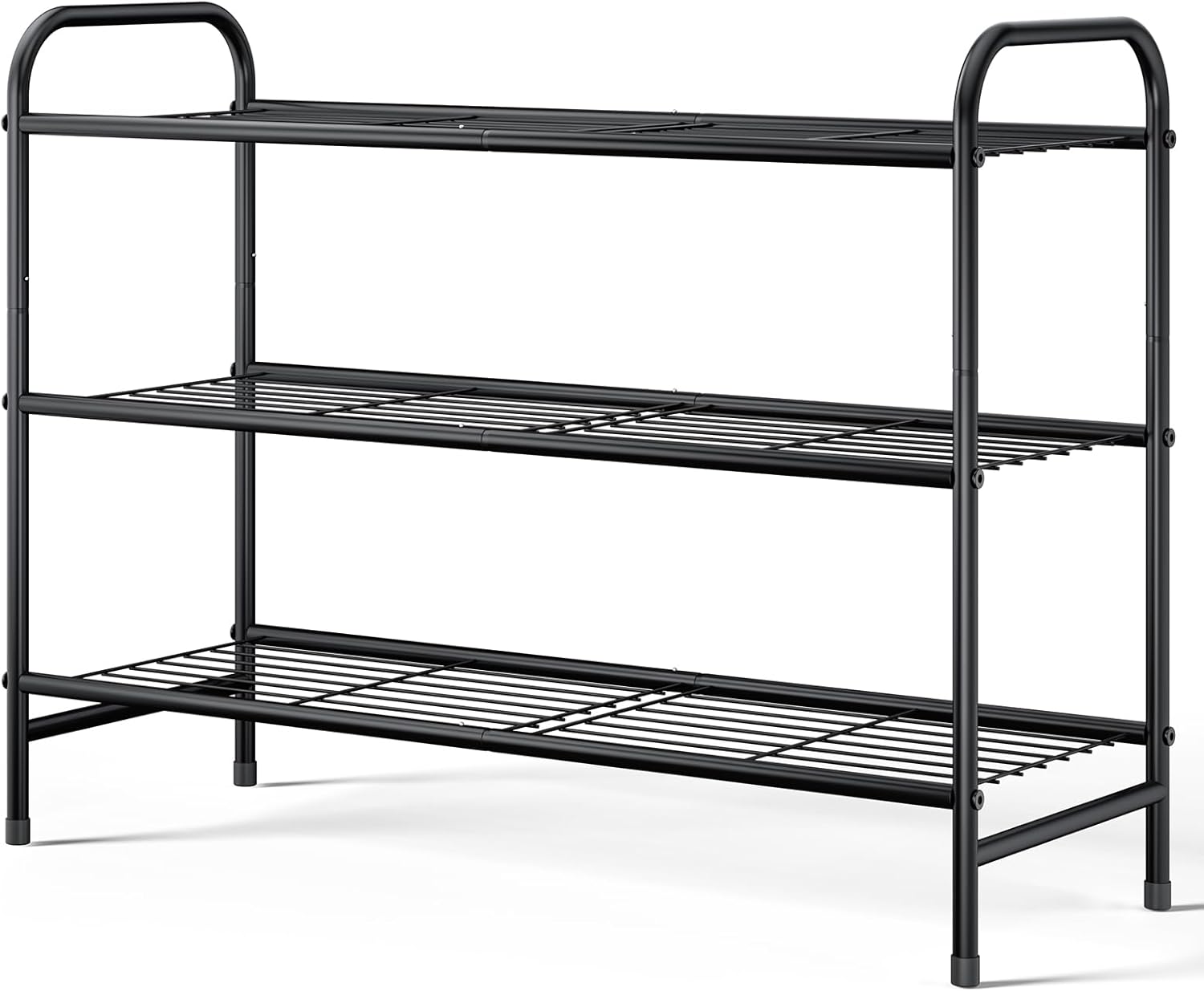 Kitsure Shoe Rack - Stainless Steel Shoe Organizer, Sturdy Shoe Rack for Closet and Front Door Entrance, Free Standing Shoe Shelf, Closet Organizers and Storage, Black