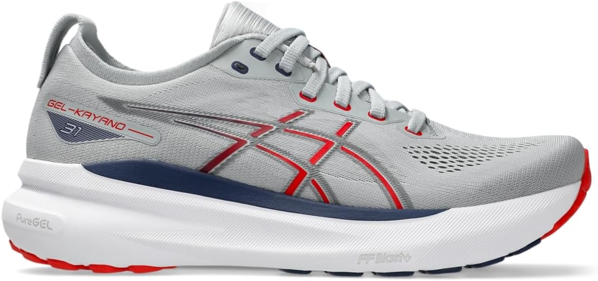ASICS Men's Gel-Kayano 31 Running Shoes, 13, Piedmont Grey/Fiery RED