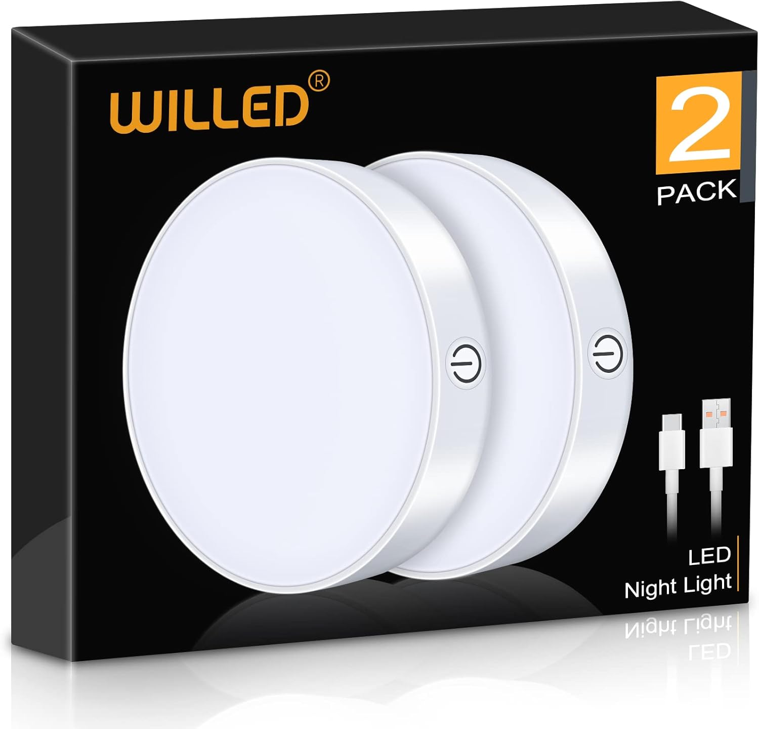 WILLED Dimmable Touch Light Buit-in 1000mAh Large Battery Rechargeable LED Tap Lights | Magnet Stick on Closet Light | Portable LED Puck Night Lights for Cabinet Wardrobe Counter Kitchen Bedroom