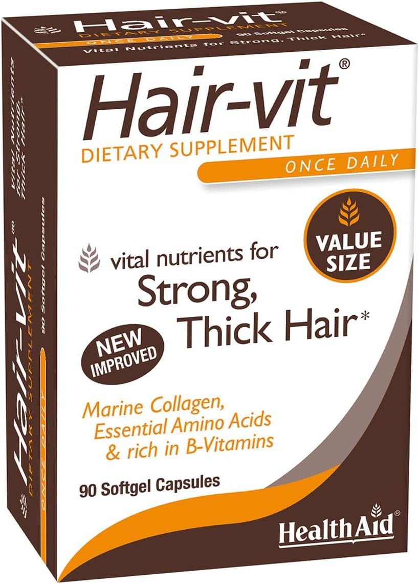 HealthAid Hair Vitamins for Hair Growth with Essential Vitamins and Minerals, 90 Capsules, Pack of 1