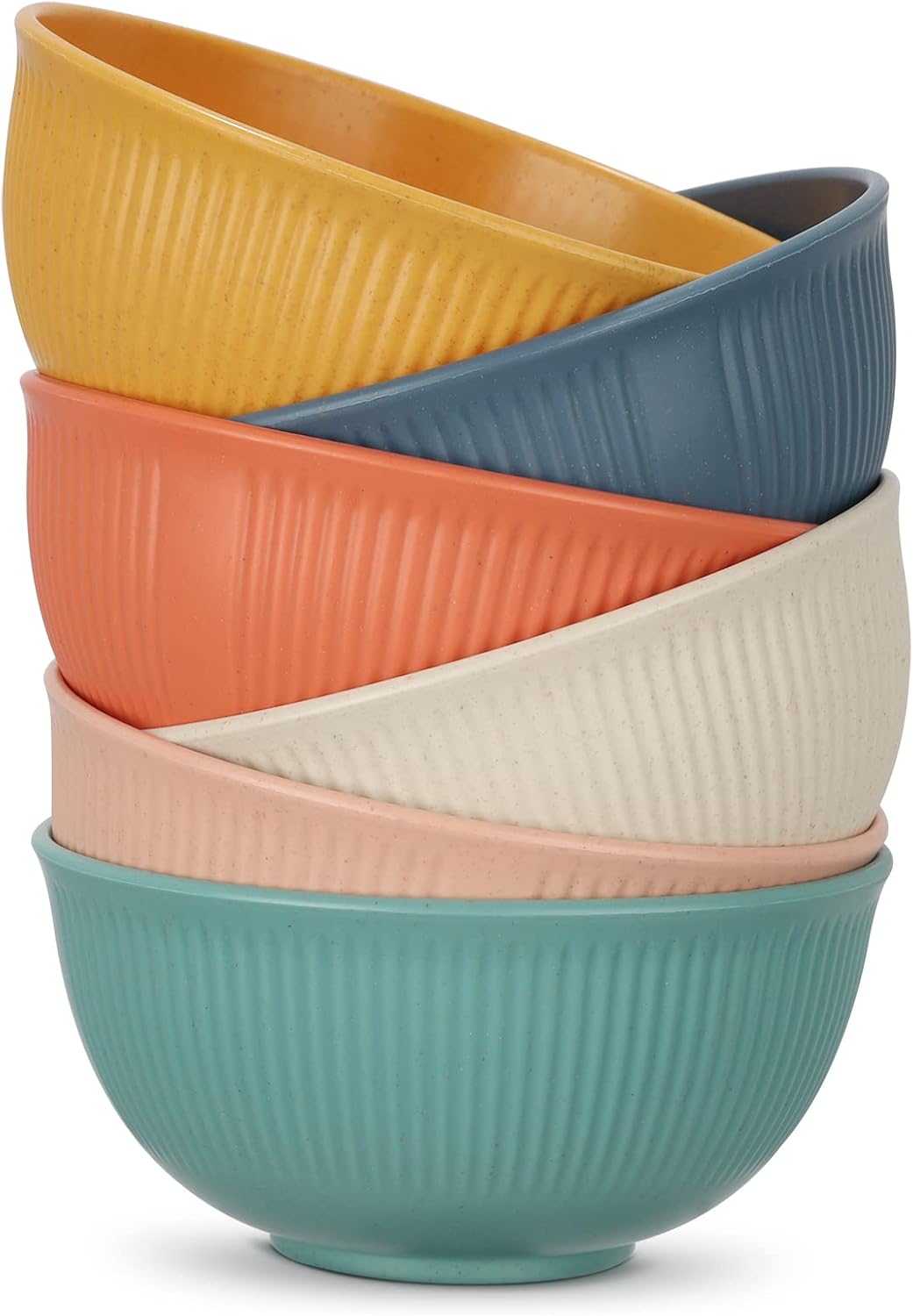 Cereal Bowls Set of 6, Unbreakable Lightweight Bowls Set, Microwave and Dishwasher Safe, Plastic Reusable Cereal Bowls for Oatmeal Rice Noodle Soup Snack Salad Fruit Cereal