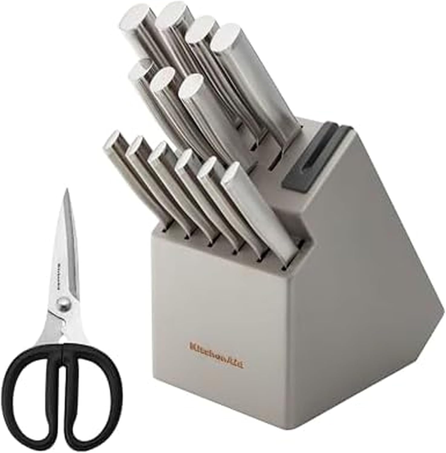 KitchenAid Gourmet Knife Block Set with Built-in Sharpener, 15-Piece, Stainless Steel