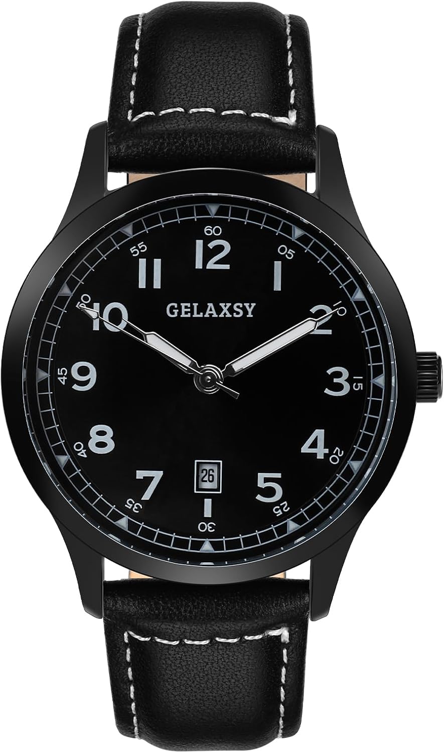 GELAXSY Mens Watches 40mm Quartz Watch with Analogue Display Date Window and Leather Strap Wrist Watch for Men Water Resistant Watch