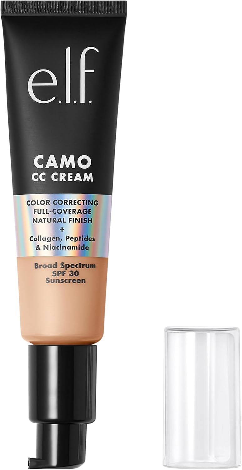 e.l.f. Camo CC Cream, Color Correcting Medium-To-Full Coverage Foundation with SPF 30, Light 250 W, 1.05 Oz (30g)
