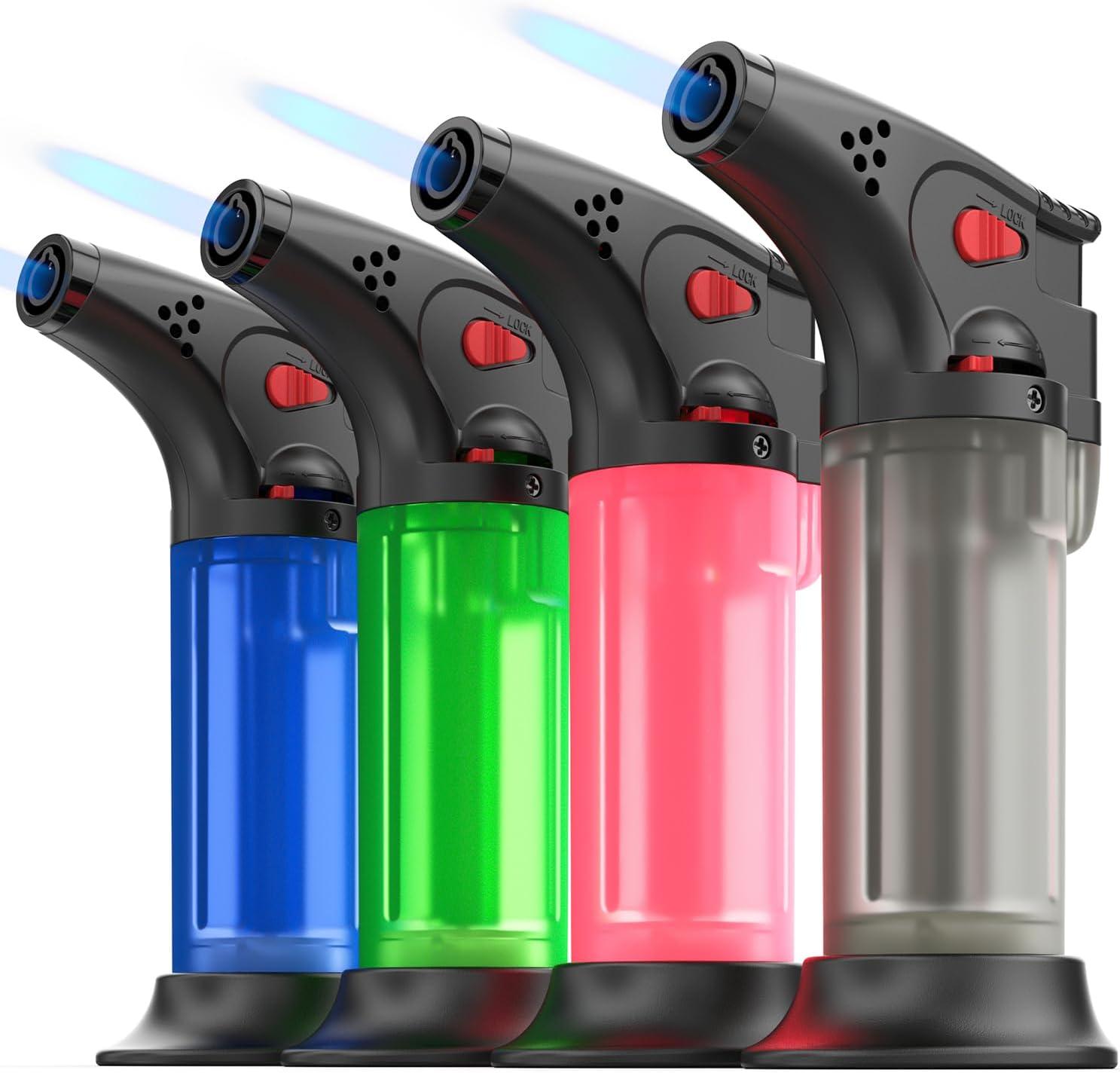 Pack of 4 Jet Lighters, Windproof Gas Lighter Butane Refillable Lighters, Jet Flame Torch Lighter - without Butane