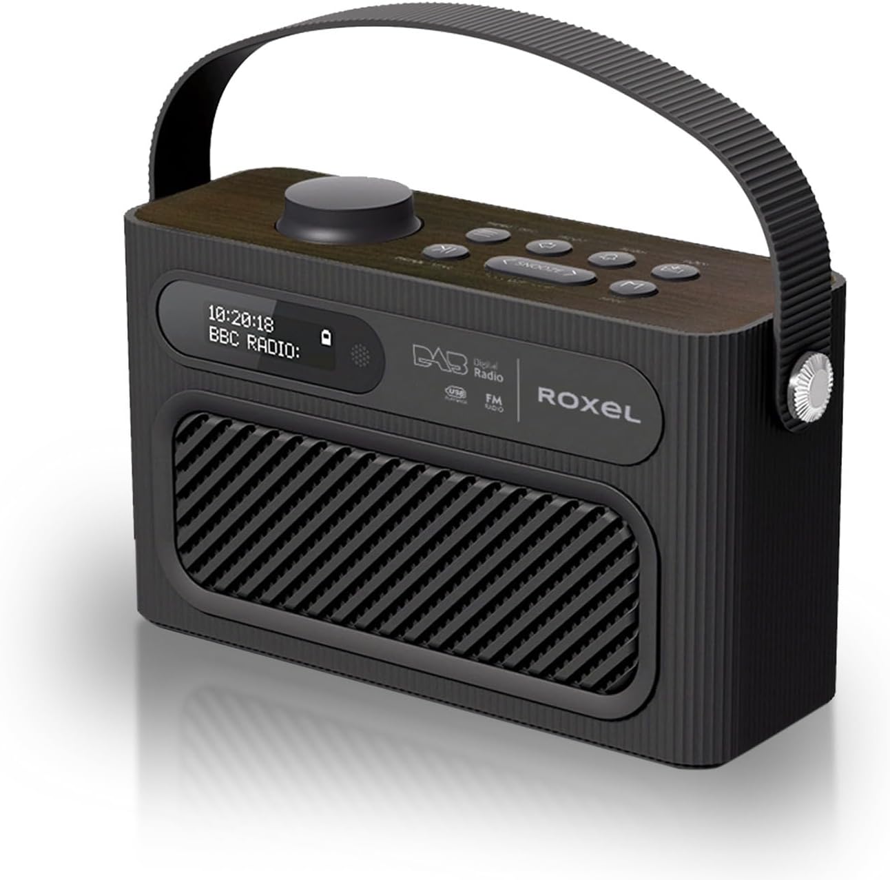Roxel RDR-40 Stereo DAB/DAB+ Digital and FM Radio Portable Wireless Speaker with Dual Alarm Clock Function, USB & Micro SD MP3 Playback Function, 3.5mm Headphone Output (Black)