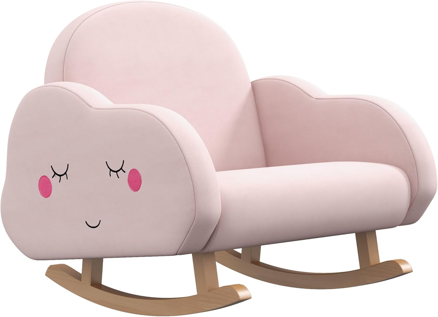 Qaba Kids Rocking Chair, Cloud Shaped Children Rocker Armchair for Nursery Playroom Preschool, with Solid Wood Legs, Anti-Tipping Design, for 1.5-5 Years, Pink