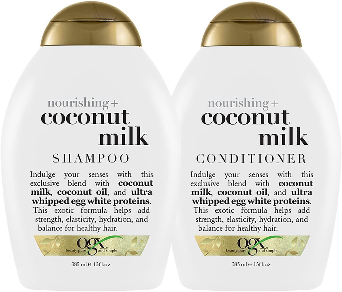 OGX Coconut Milk Conditioner for Dry Damaged Hair, 385ml & Coconut Milk Shampoo, 385ml