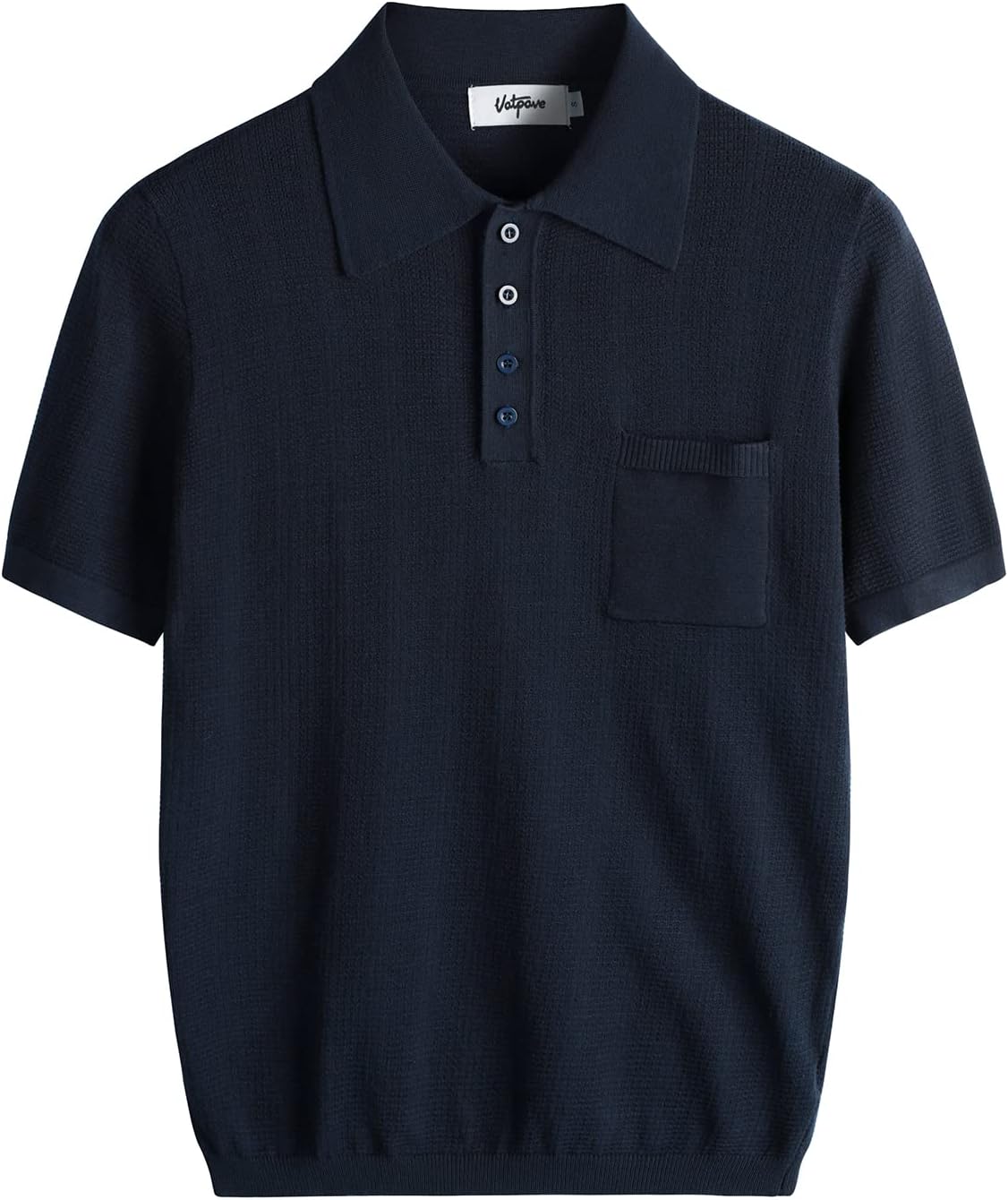 VATPAVE Mens Knit Polo Shirts Casual Short Sleeve Classic Ribbed Golf Shirt