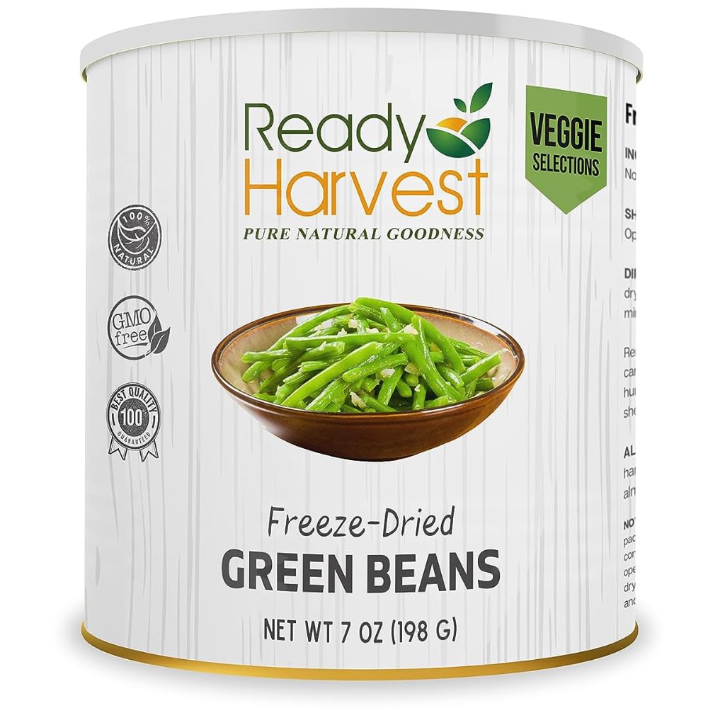 Ready Harvest Freeze-Dried Green Beans Canned, Survival Emergency Food Beans Supplies, Camping Vegetables #10 Can, 25-Year Shelf Life