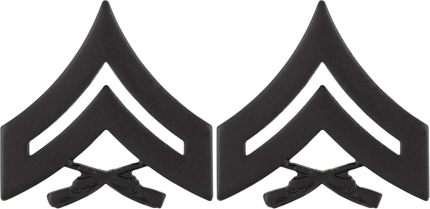 Marine Corps (USMC) chevron black metal CPL Corporal E-4 Pair.