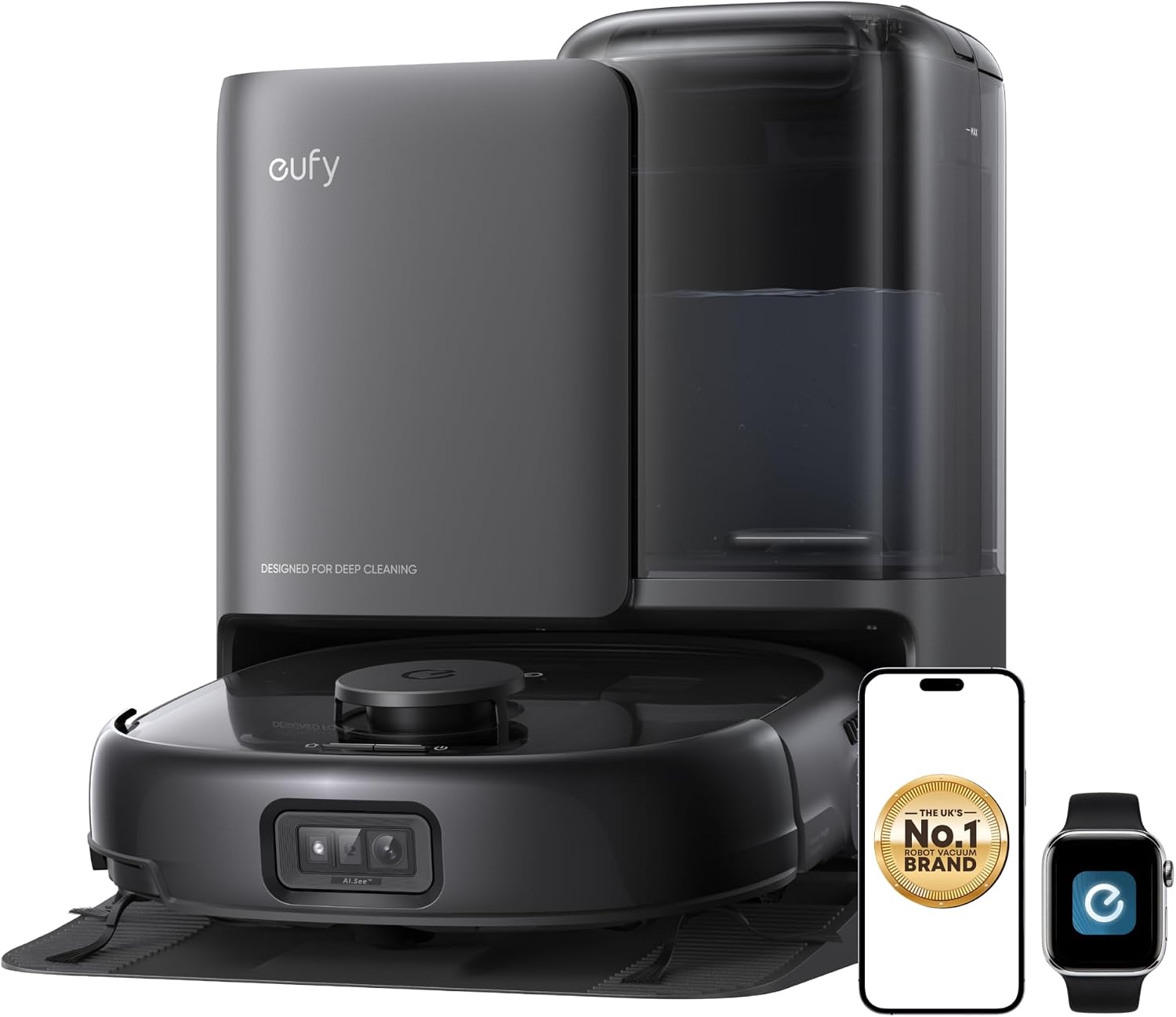 eufy E25 Omni, Robot Vacuum Cleaner with Mop,HydroJet Self-Clean Roller Mop