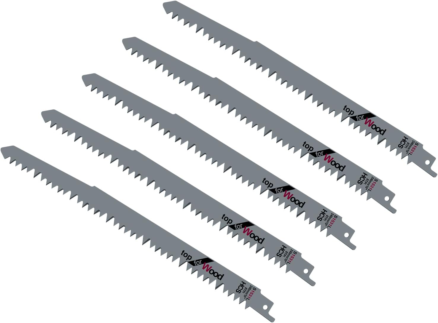 Reciprocating Sabre Saw Blades Set, 10 Inch Universal Pruning Blade for Metal/Wood Cutting, 5 Pack