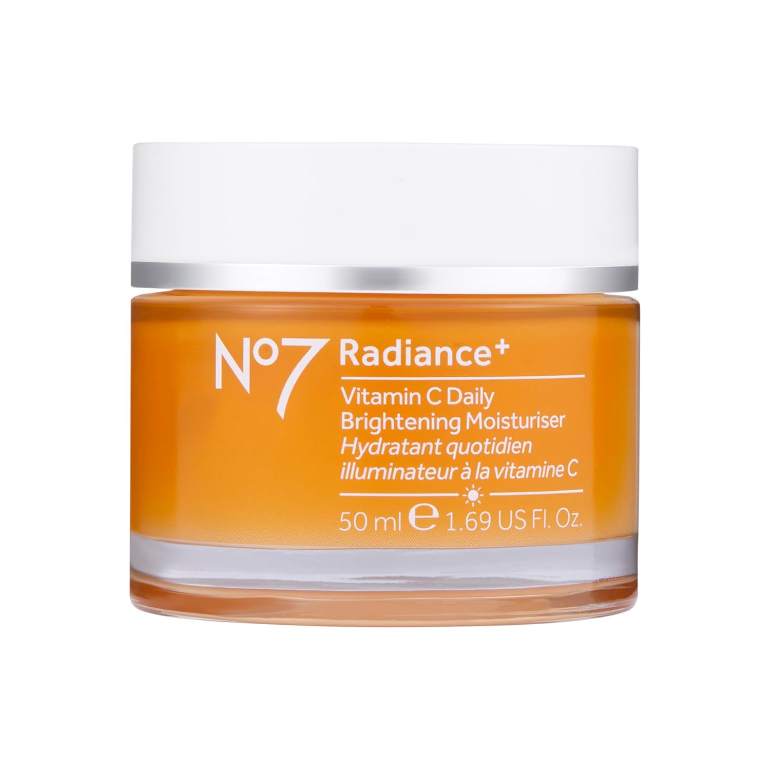 No7 Radiance+ Brightening Vitamin C Moisturizer Face Cream - Skin Nourishing Face Moisturizer - Fast-Absorbing + Lightweight Formula & Suitable for Dry Skin, 1.69 fl oz
