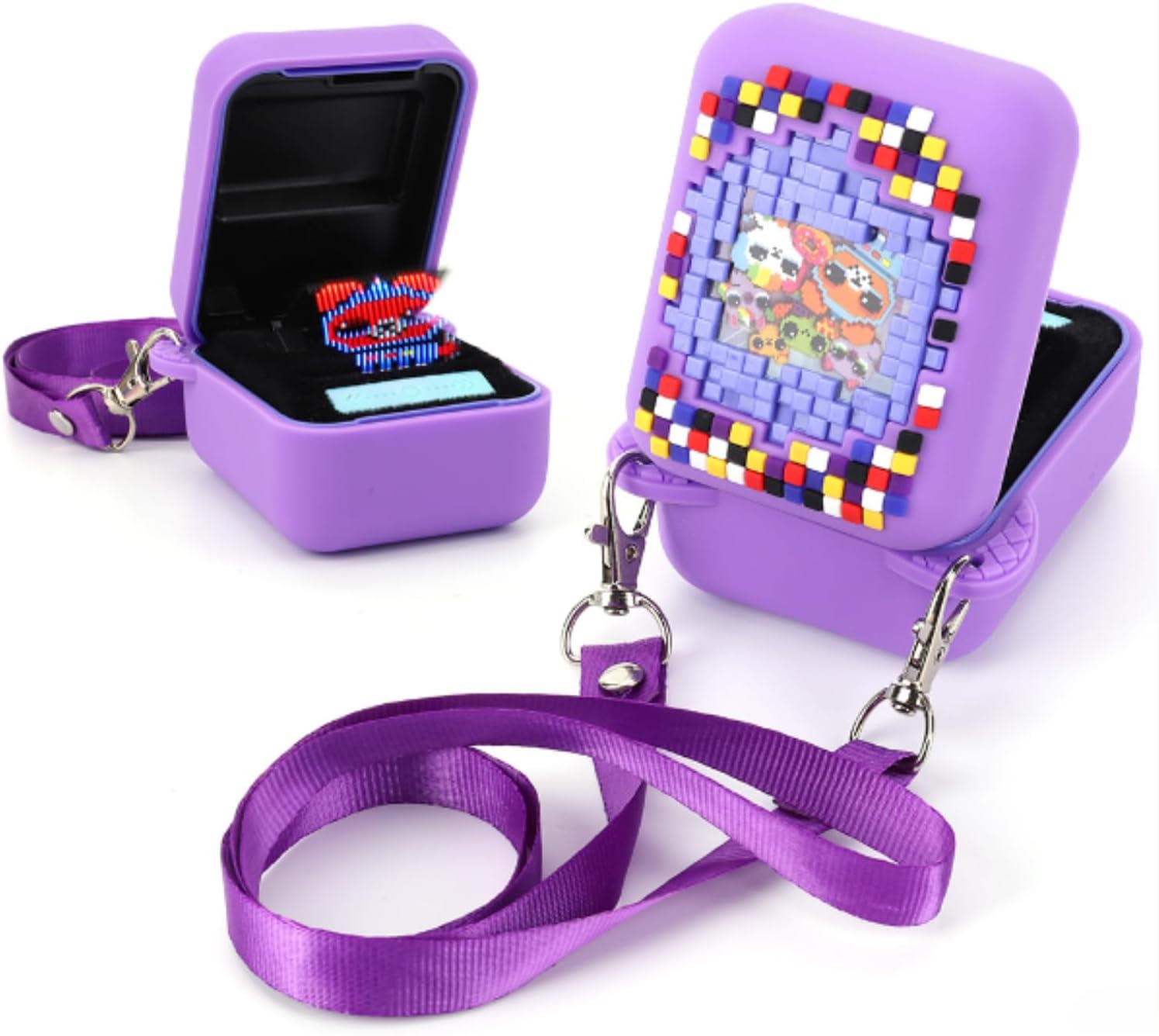 Starnearby Silicone Case for Bitzee Interactive Toy - Full Cover Protective Digital Pet Case With Colorful Pattern, Strap, Washable, Anti-fall