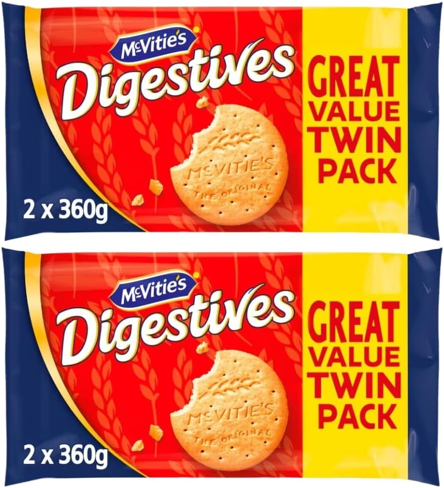 Mcvities Digestives The Original Cracker Biscuit Twin Pack of 360g (Pack of 2)