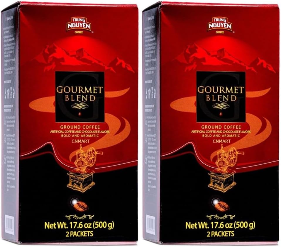 Trung Nguyen Gourmet Blend Vietnamese Ground Coffee - Artificial Coffee and Chocolate Flavours, 500g x 2 Pack by CNMART