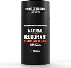 Viking Revolution Sandalwood Natural Deodorant for Men - With Shea Butter, Coconut Oil, Baking Soda, Beeswax - Aluminum-Free Charcoal Deodorant (3oz)