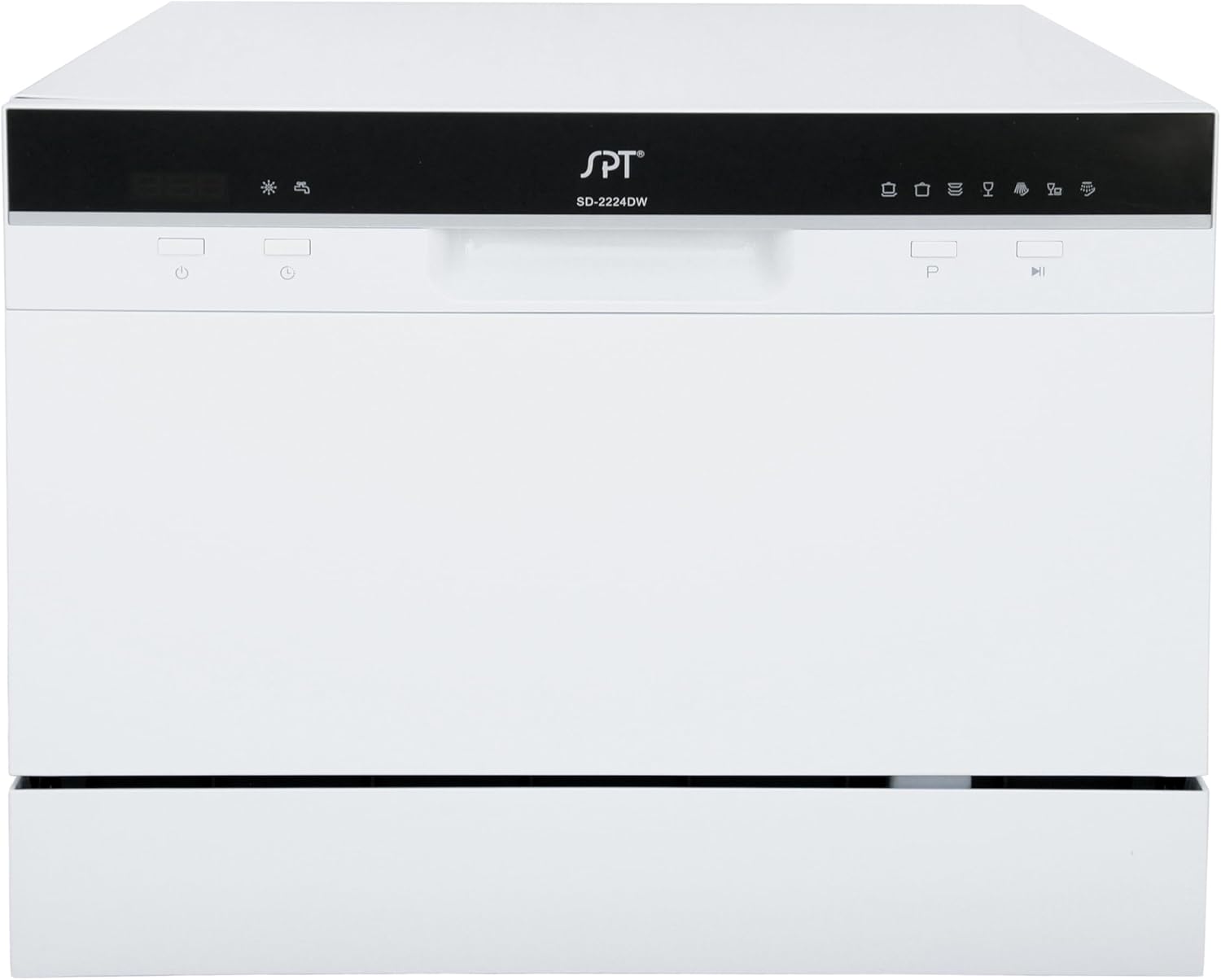 SPT SD-2224DW ENERGY STAR Countertop Dishwasher with Delay Start - Portable Dishwasher with Stainless Steel Interior and 6 Place Settings for Apartment Office And Home Kitchen, White