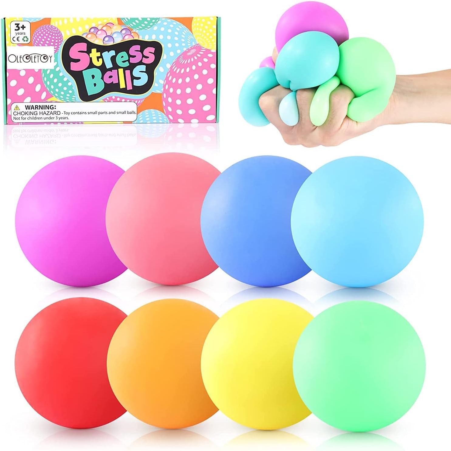 8Pack Stress Ball for Kids and Adults - Slow Rising Sensory Fidget Toy for Autism and Anxiety Relief - Soft Squishy Ball for Hand Therapy and Stress Relief