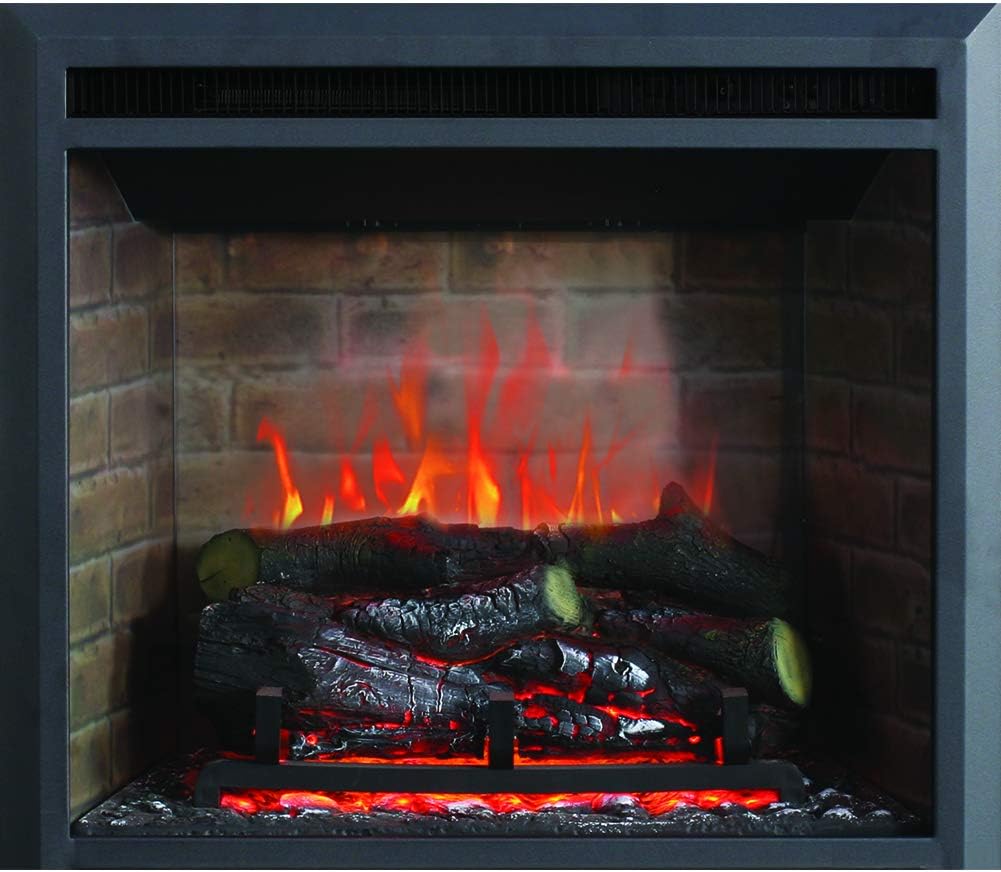 FLAMME Wembury Electric Fireplace Insert with Crackling Sound Effects 1000W/2000W Heater Suitable for Custom Media Wall or Mantel Designs 23”/63cm-33”/89cm