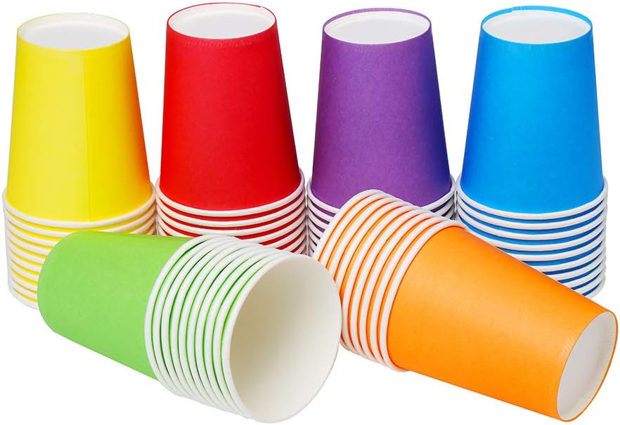 SULOLI Paper Cups,60PCS 9 OZ Party Disposable Cups Multicolor Paper Cup for DIY and Party Supplies (Assorted Colors)