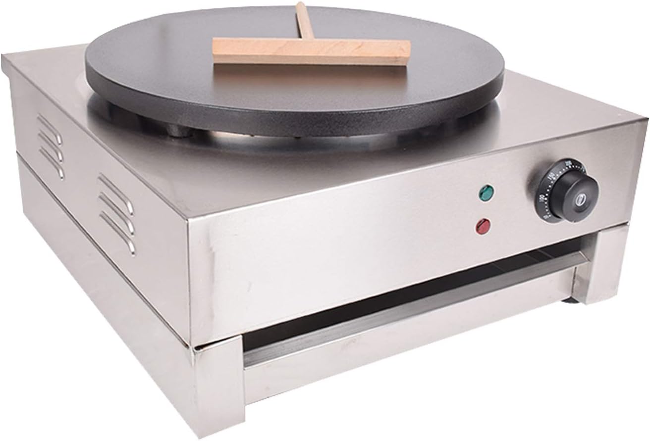 Electric Crepe Maker 16" Large Crepe Machine Maker Pancake Making Machine Flat Plate Crepe Griddle (Silver(110V))