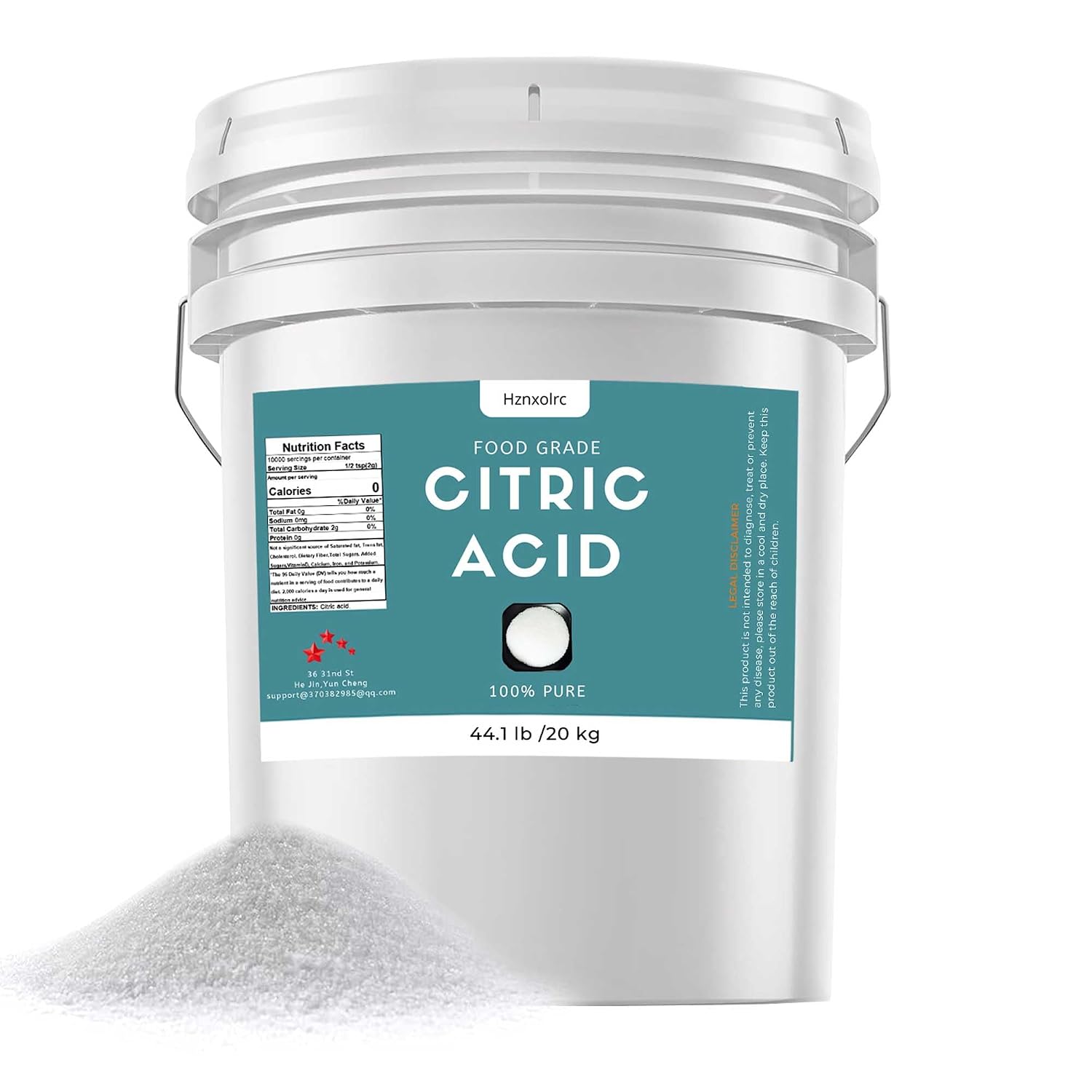 44.1lb Citric Acid Powder Food Grade, Citric Acid Crystals, 100% Pure | Citric Acid for Cleaning, Canning and Baking, 100% Pure, Natural Preservative, Ideal for DIY Bath Bombs