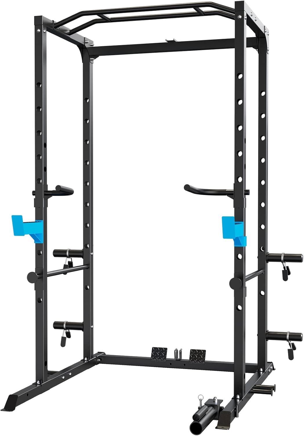 Power Cage, Multi-Functional Power Rack with J-Hooks, Dip Handles, Landmine Attachment and Optional Cable Pulley System for Home Gym