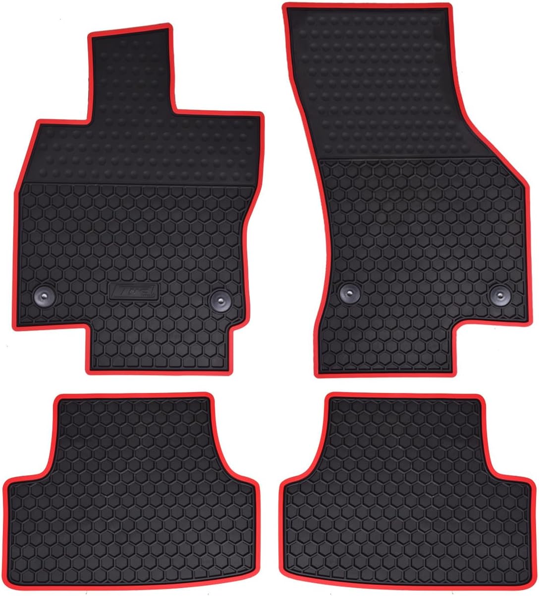 Floor Mats Custom for Volkswagen Golf/Golf Alltrack/Golf GTI/Golf R/Golf Sportwagen MK7 2015-2024 Waterproof Car Mats All Weather Mats Floor Liners VW Accessories Full Set Red