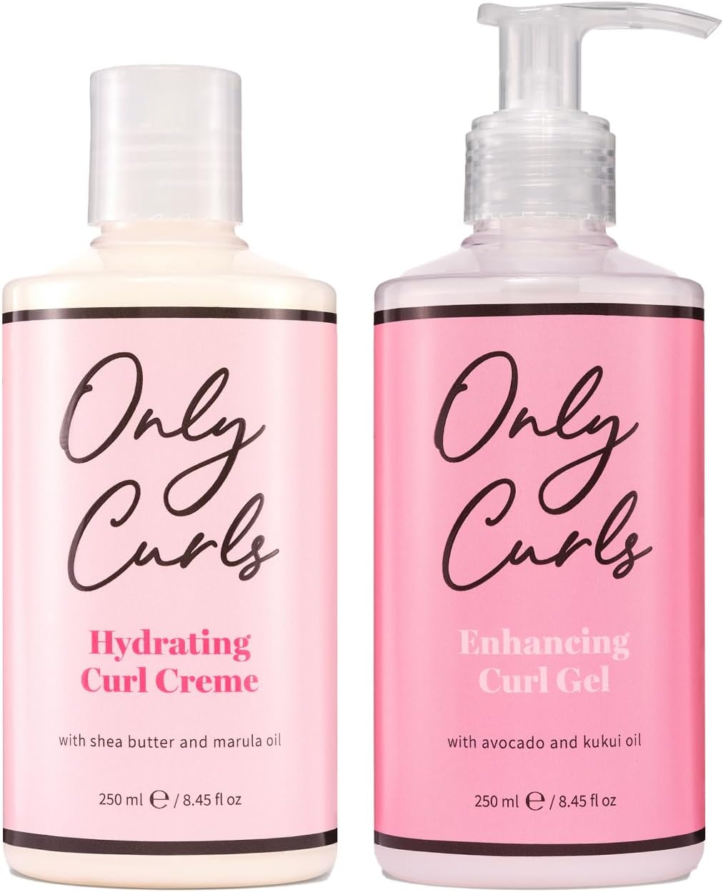 Only Curls Styling Bundle, 250ml x2, Curly Hair Products, Curl Cream & Enhancing Curl Gel, Curl Defining Set, Frizz-Free, Sulphate-Free, For All Curly Hair Types