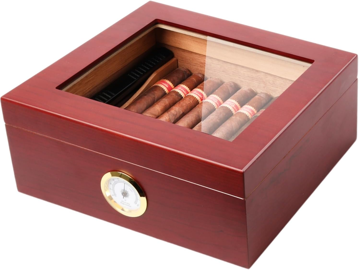 Premium Cigar Humidor for 25-50 Cigars - Elegant Humidor humidor with Hygrometer and Humidifier - Cedar Lined Cigar Box for Optimal Humidity Control
