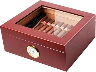 Premium Cigar Humidor for 25-50 Cigars - Elegant Humidor humidor with Hygrometer and Humidifier - Cedar Lined Cigar Box for Optimal Humidity Control