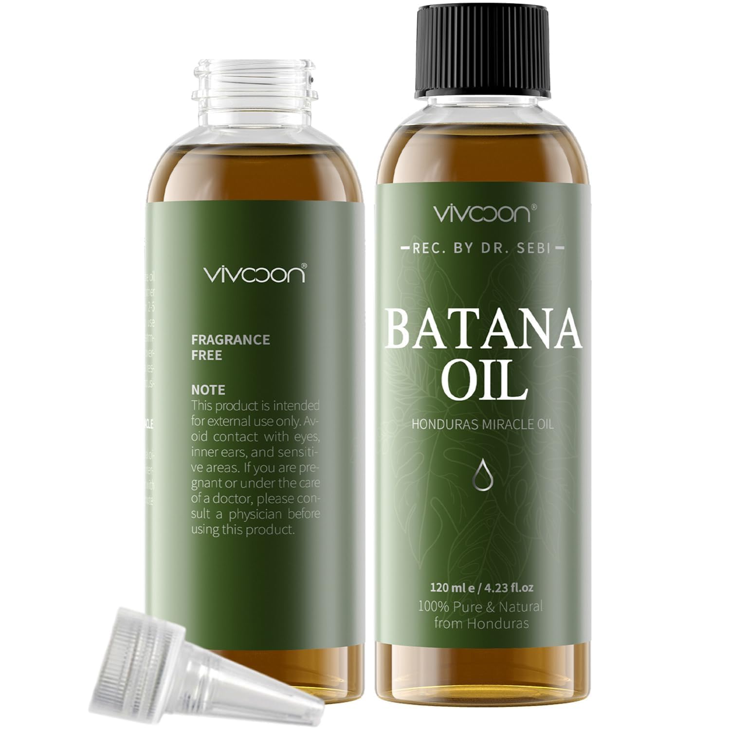 Batana Oil for Hair Growth,100% Pure & Natural Raw Batana Oil, Dr. Sebi Organic from Honduras,Care for Hair Thickness,Scalp&Skin,4.23 fl oz,1 Bottle with 2 Caps
