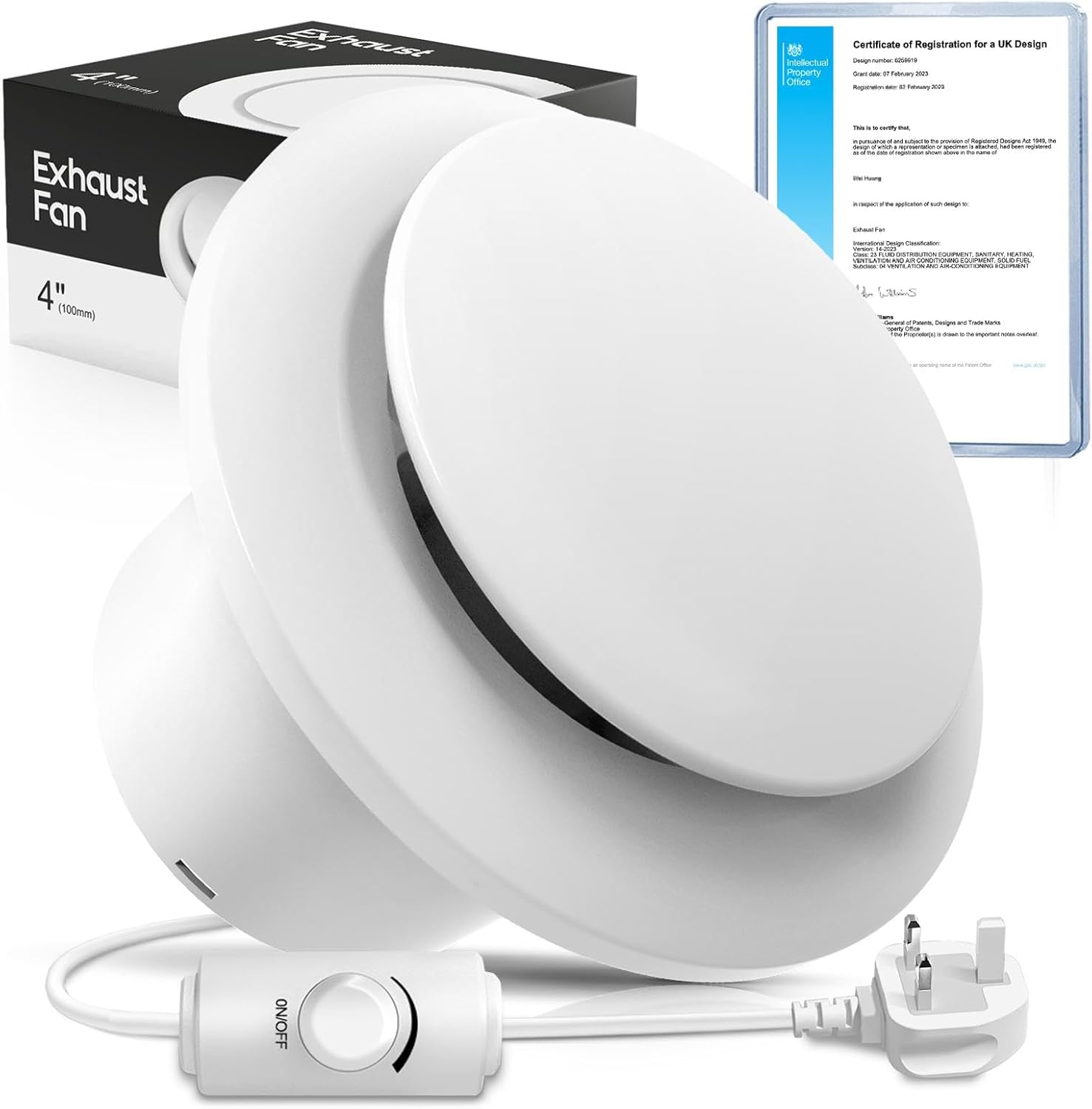 SBONNI 4 inch Silent Extractor Fan for Bathroom - Adjustable Speed,Upgraded Powerful and Energy-Efficient Ventilation Fan, Long-Lasting, IPX4 Waterproof, Wall or Ceiling Mount for Shower Toilet Attic