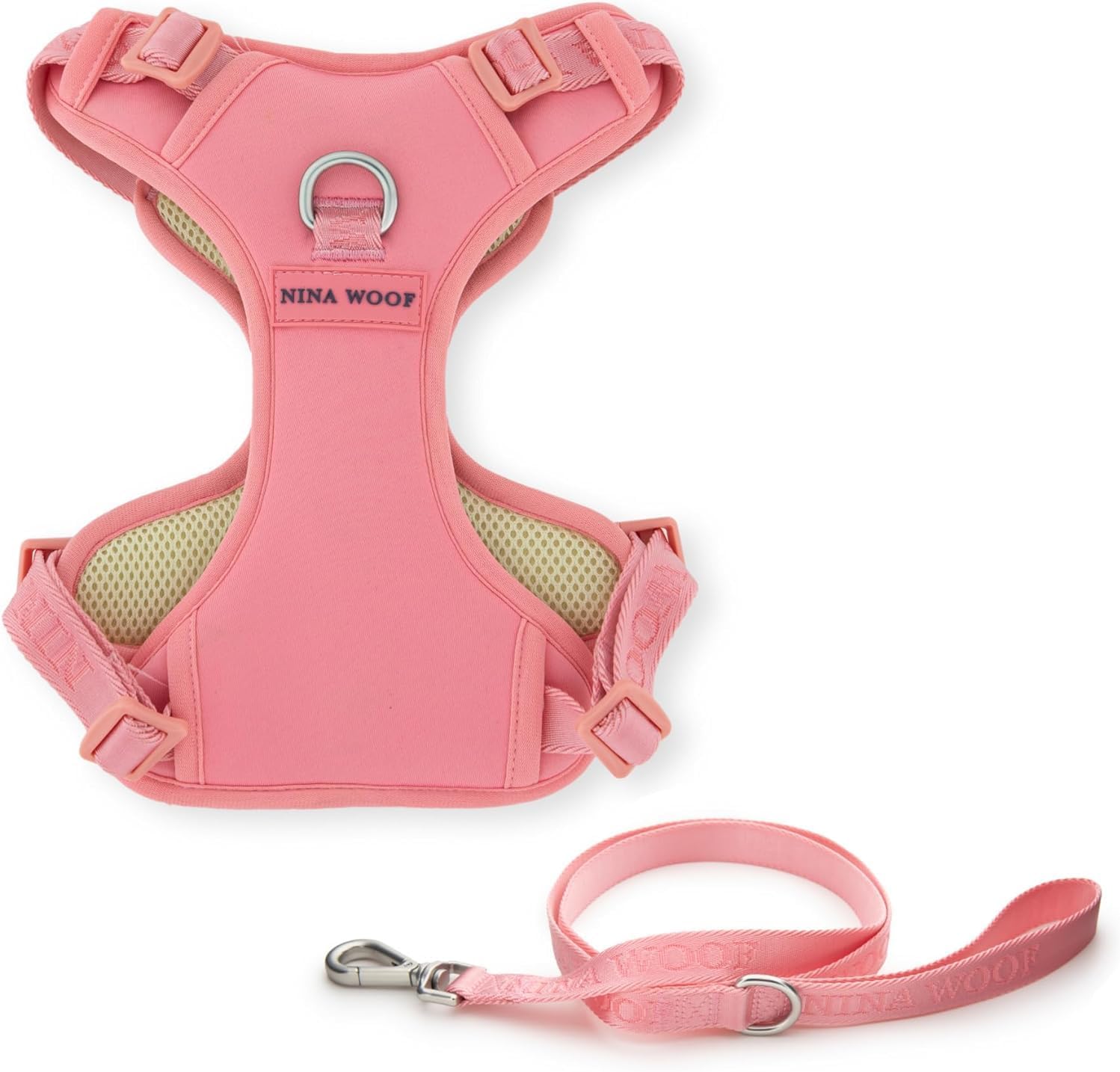 The Pure Comfort Harness - Dog Harness and Leash Set, Vest Dog Harness, Extra Padded - Adjustable Soft Chest Harness, Recycled Mesh and Fabric - Eco-Softness Materials - Pink, Medium
