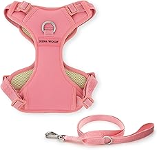 The Pure Comfort Harness - Dog Harness and Leash Set, Vest Dog Harness, Extra Padded - Adjustable Soft Chest Harness, Recycled Mesh and Fabric - Eco-Softness Materials - Pink, Medium