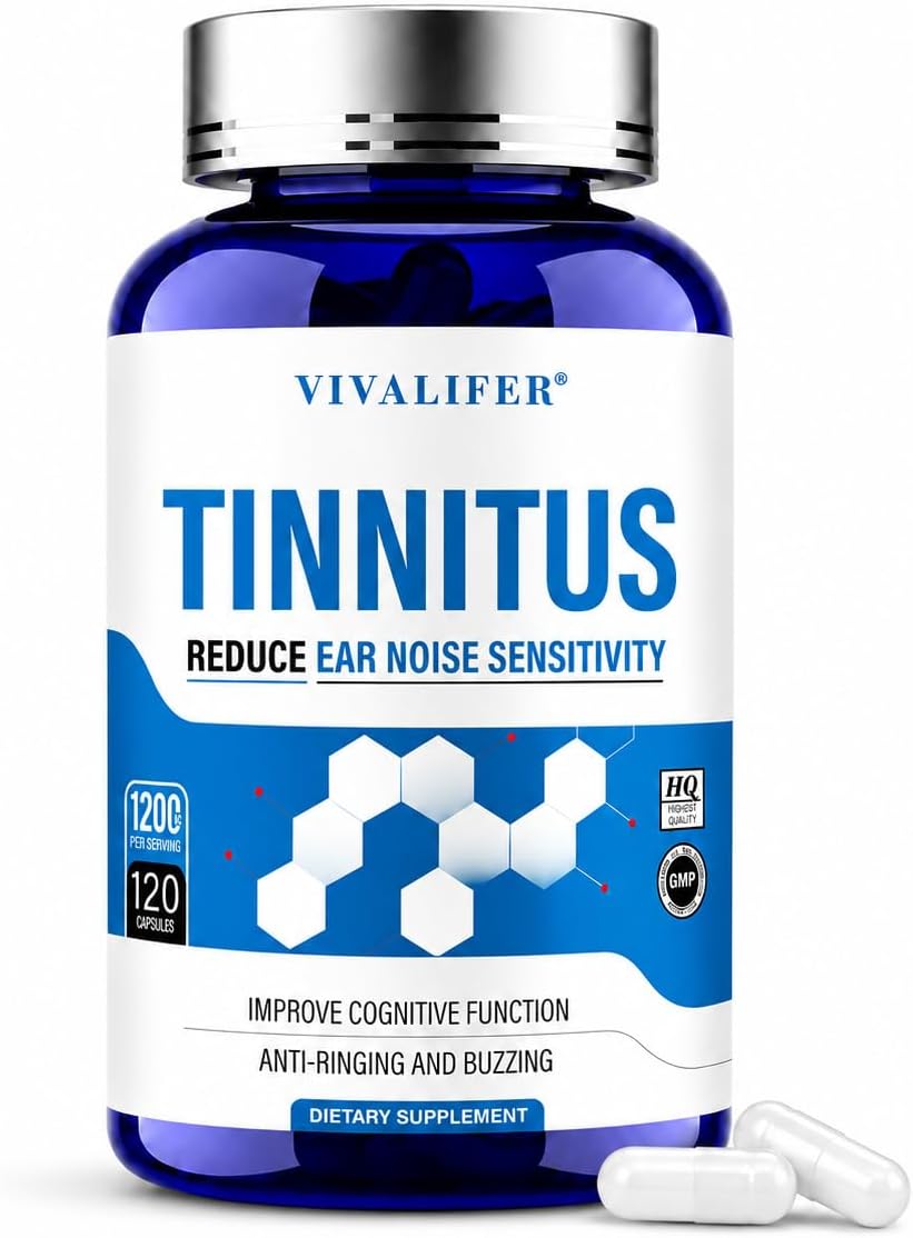 FLUUX 1200MG Tinnitus Relief for Ringing Ears, 120 Capsules Ear Ringing Relief Supplement Supports Ear Health, Reduce Ear Noise, Promotes Hearing Wellness & Comfort