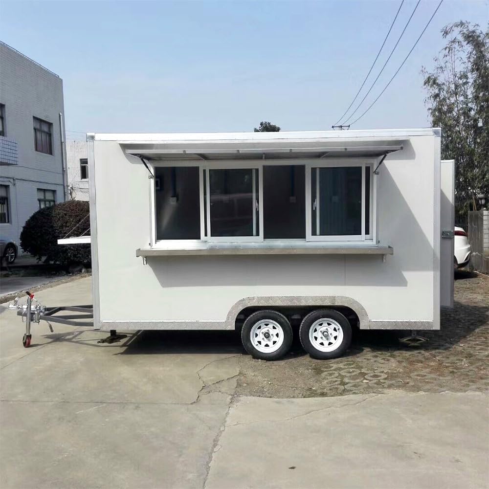 OEM 13 FT Food Trailer Mlbile Food Cart with Concession Window Food Truck Trailers for Sale Ice Cream for Business Hot Dog Vending Cart with Wheel for Business (4 * 2.1 * 2.35m)