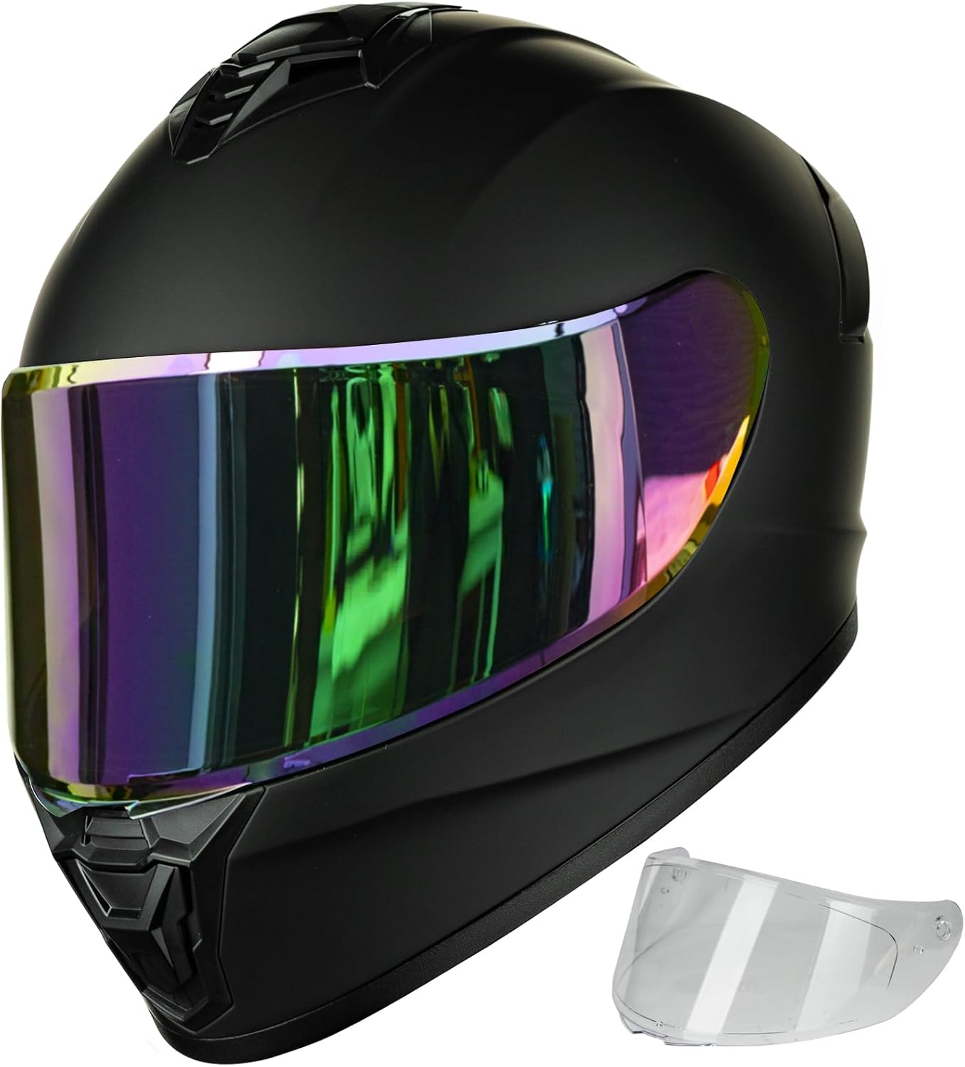 Full Face Motorcycle Helmets for Adult Men Women Lightweight Street Bike Motorbike Racing Casco Moto Helmet with Extra Clear Visor DOT Approved Model AU-T801
