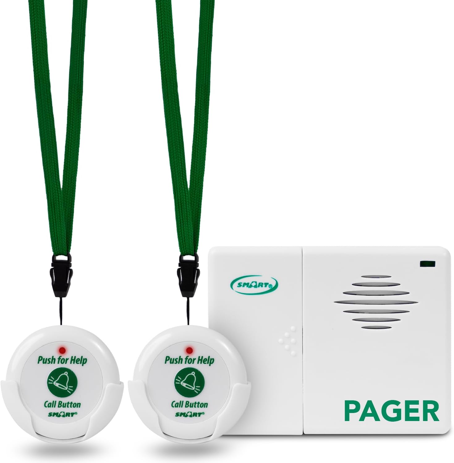 Smart Caregiver Pager System with 2 Call Buttons for Elderly Assistance, Fall Prevention, and Nurse Calling | Wearable Wireless Pager for Patient Help at Home | USA-Based Company and Customer Support