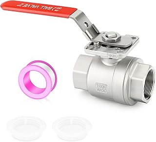 TAISHER 1PCS 2" FNPT Heavy Duty 2PC High Platform Ball Valve 304 Stainless Steel with Red Handles W0G1000