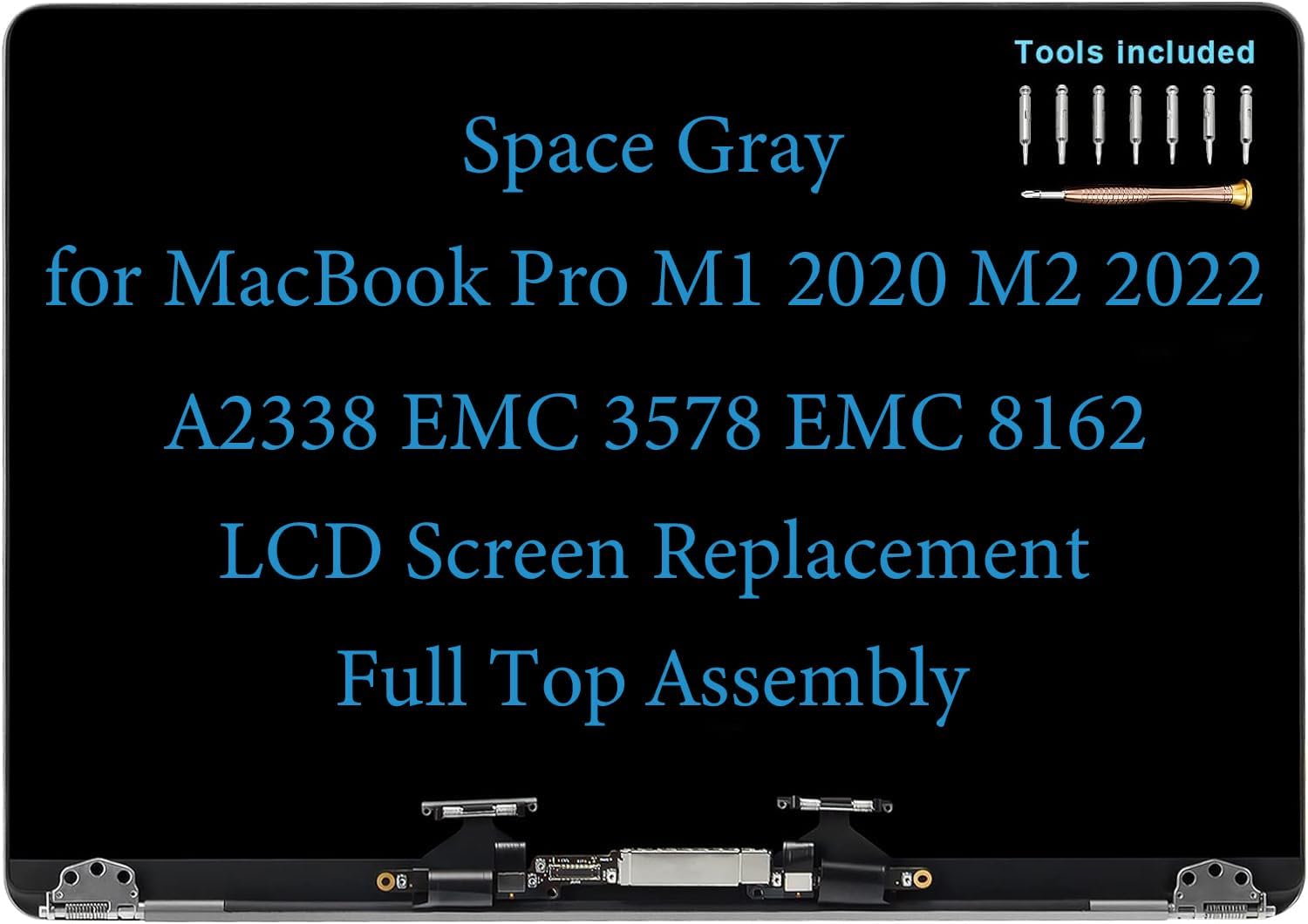 13" Screen Replacement for MacBook Pro M1 2020 M2 2022 A2338 EMC 3578 EMC 8162 Display Full LCD Screen Complete Full Top Assembly Kit (Space Gray)