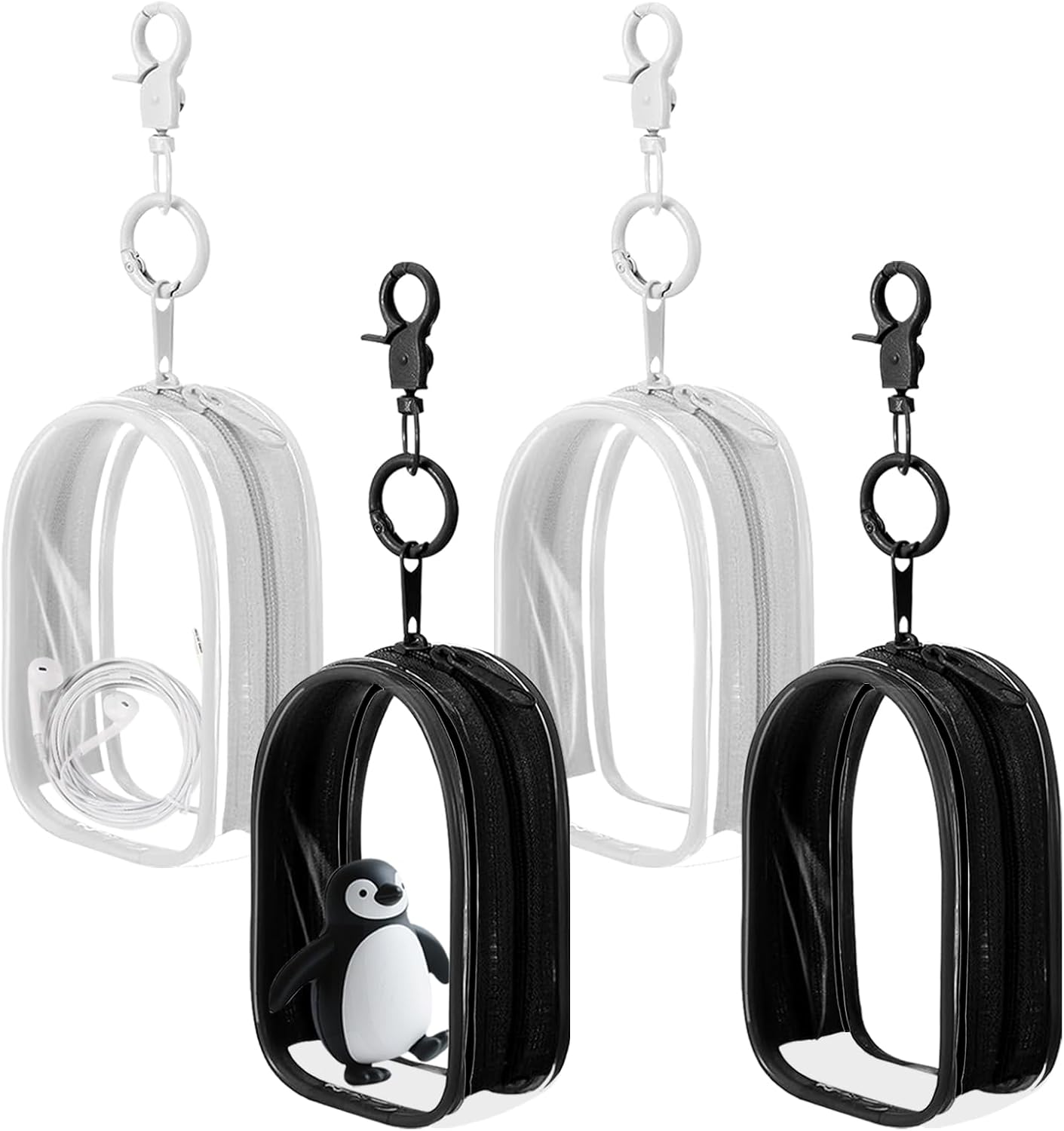 4PCS Clear Figure Display Bags with Keychain – MaehSab Portable Mini Doll Blind Box Organizer, PVC Zipper Pouch Case for Sonny Angel Baby and Collectibles