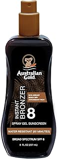 Australian Gold Spray Gel Sunscreen with Instant Bronzer SPF 8, 8 Ounce