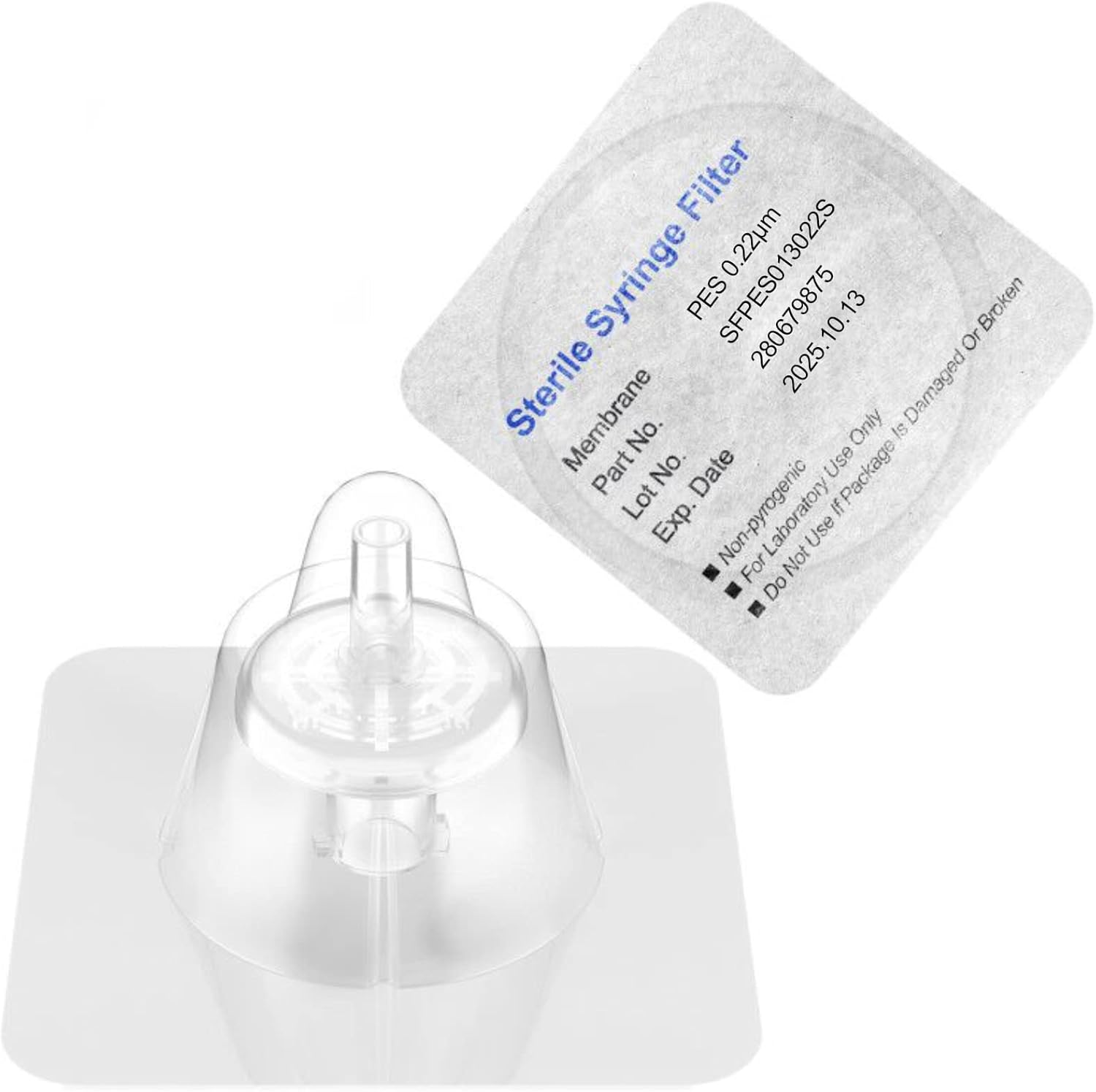 Biomed Scientific Sterile Syringe Filter, PES Membrane 0.22um, 13mm Diameter, 10 Pcs, Individually Packed, Sterile, Non-pyrogenic, Biologically Safe