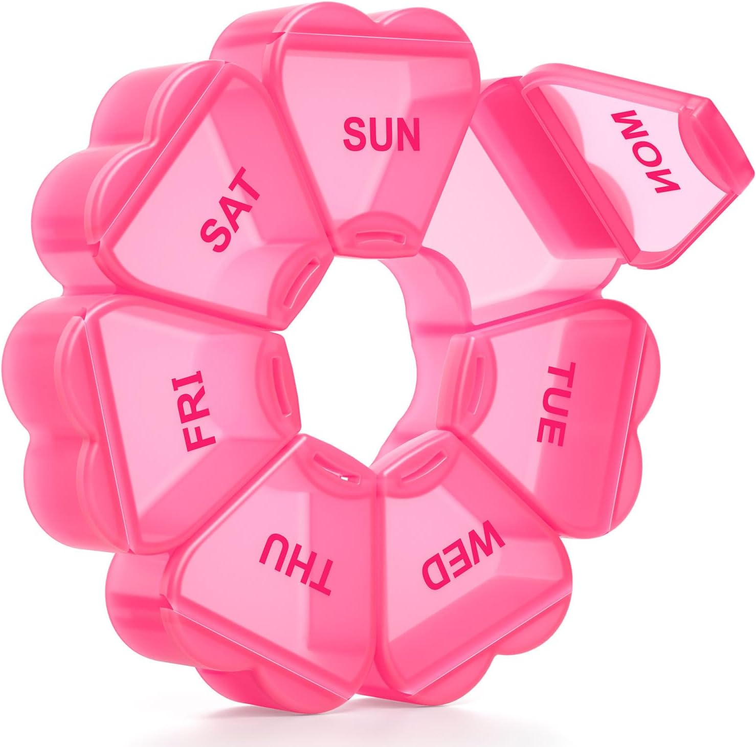 Large Weekly Pill Organizer, Pill Box 7 Day, KAPENS Daily Vitamin Case Large Capacity Compartments, Pill Containers for Fish Oil Medicine Supplements, Red